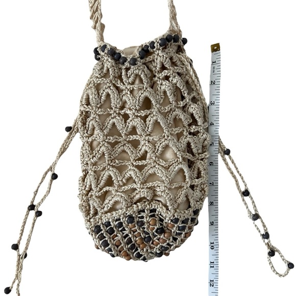 Free People Moonlight Beaded Pouch Purse Crossbody Bag in Cream - Picture 8 of 10